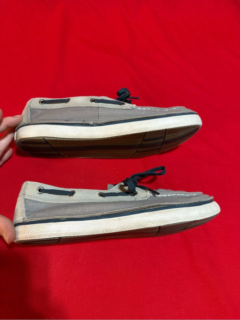 Sperry Two-Tone Gray and Beige Canvas Boat Shoes